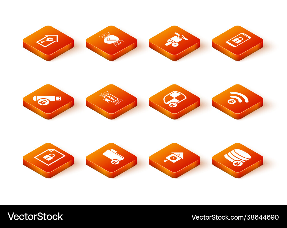 Set document and lock folder usb flash drive Set document and lock folder usb flash drive vector image