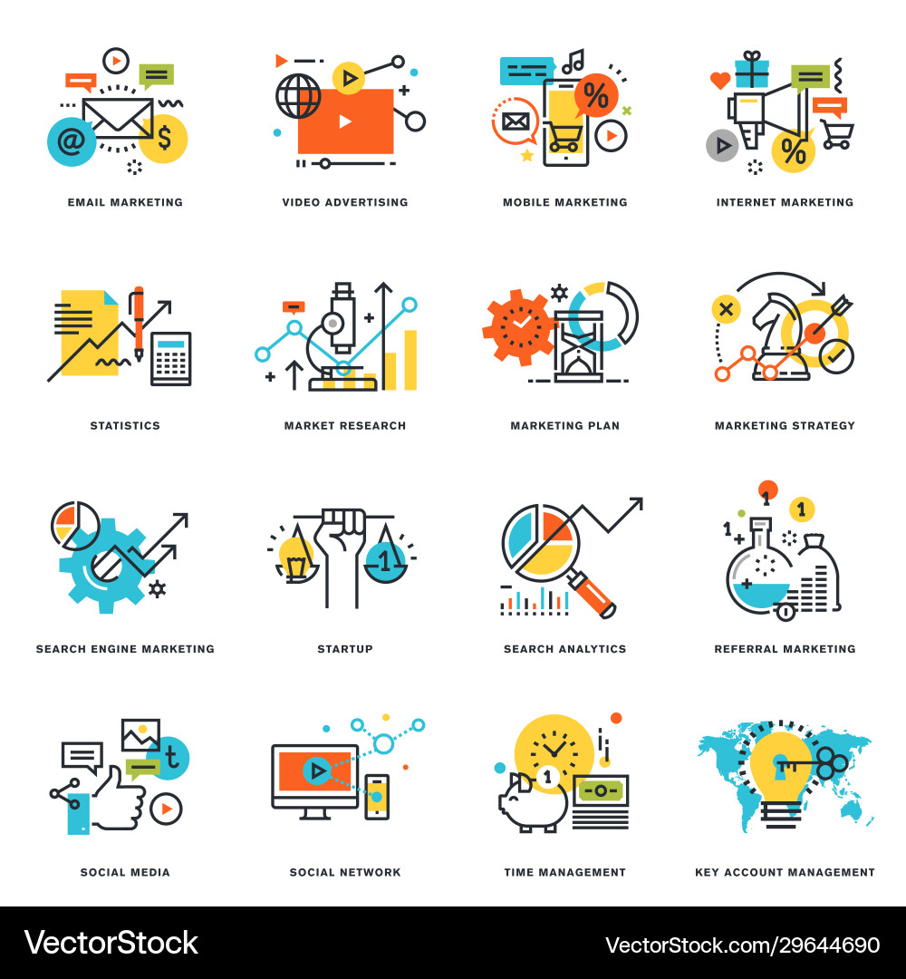 Set flache Linien-Design-Icons Set flache Linien-Design-Icons vektorbild