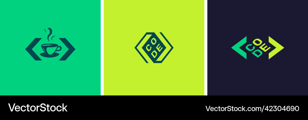 Set of three logos programming languages Set of three logos programming languages vector image