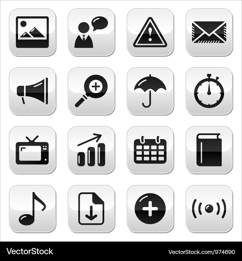 Square Glossy Website Buttons Vector Image