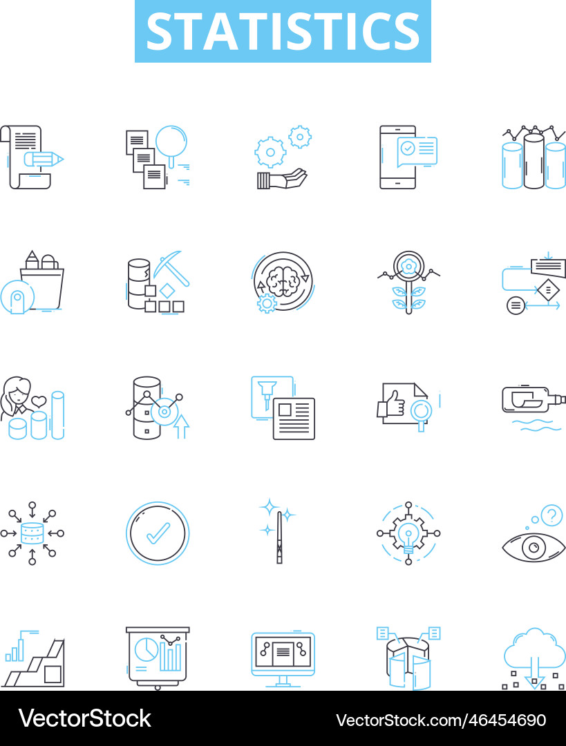 Statistics line icons set statistic Statistics line icons set statistic vector image
