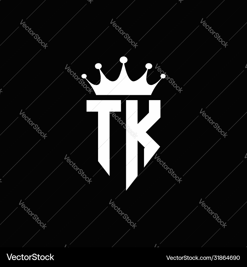 Tk Logo Monogramm Emblem Stil mit Krone Form Vektorbild 
