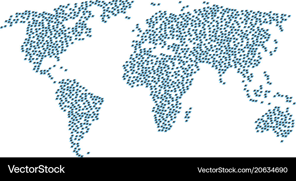 World map pattern of planet saturn items vector image