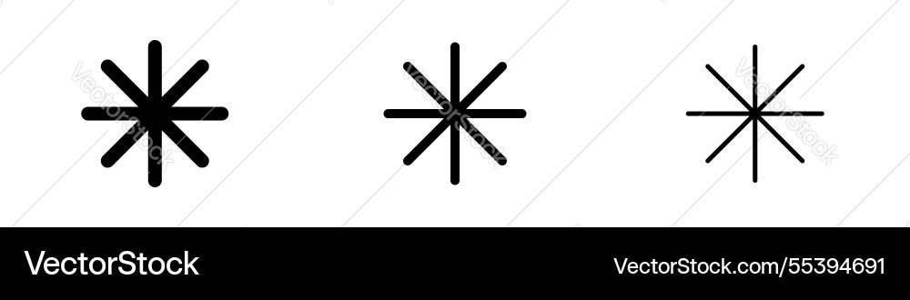 Asterisk icons in three different stroke lines Asterisk icons in three different stroke lines vector image