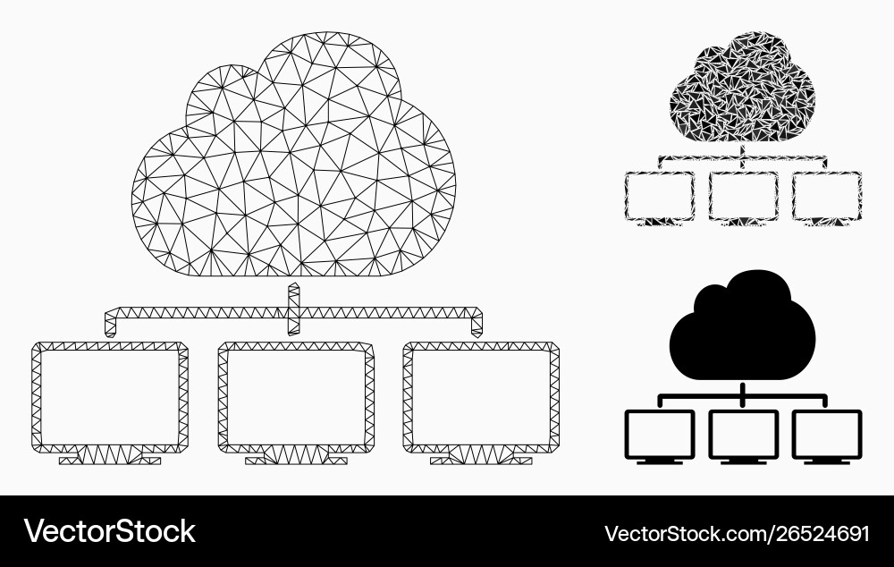 Cloud network hierarchy mesh 2d model Cloud network hierarchy mesh 2d model vector image