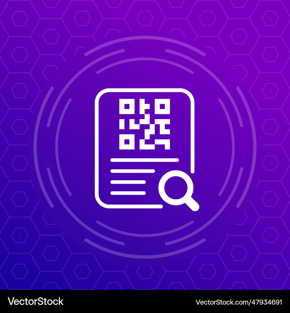 Document with qr code icon vector image