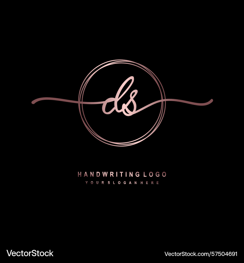 Ds initial handwriting logo with circular wave Vector Image