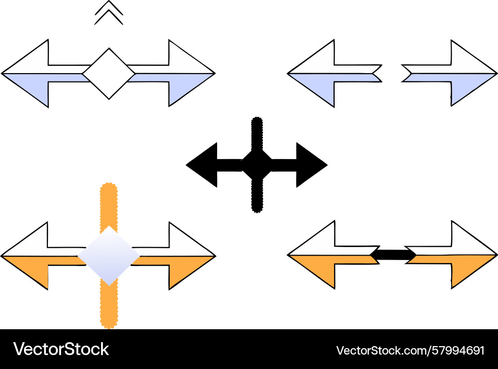 Flat two way arrows icon set Vector Image
