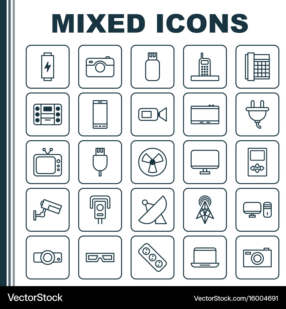 Gadget icons set collection of personal computer vector image