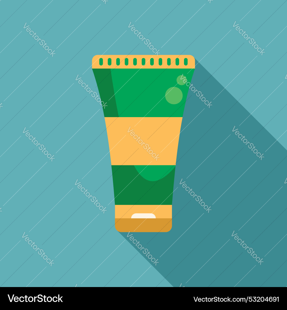 Green and yellow cosmetic tube casting long shadow Green and yellow cosmetic tube casting long shadow vector image