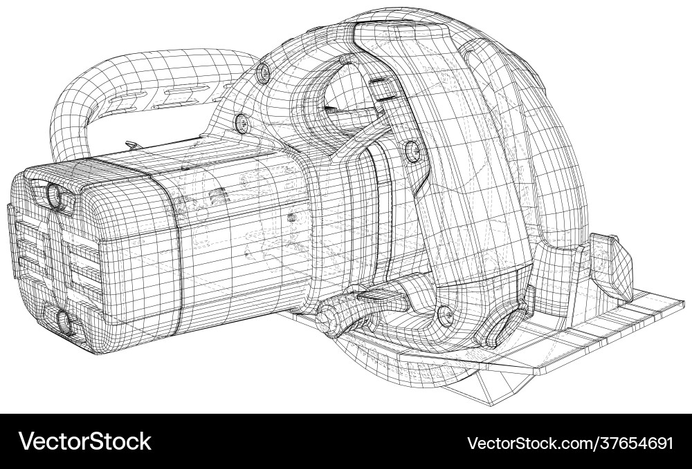 Outline drawing circle saw rendering vector image