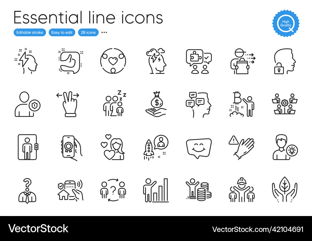Security inclusion and brainstorming line icons Security inclusion and brainstorming line icons vector image