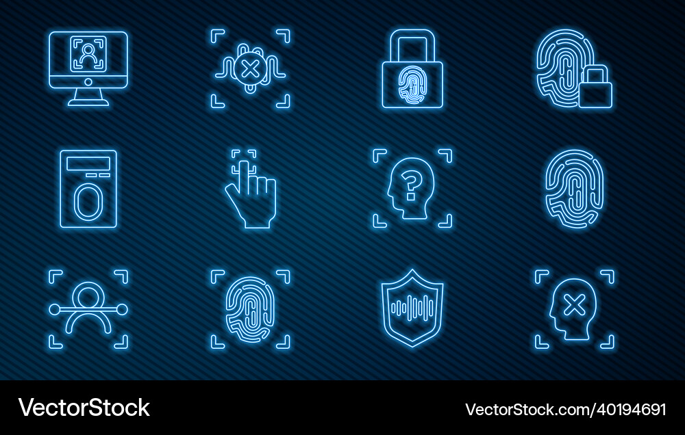 Set line rejection face recognition fingerprint vector image
