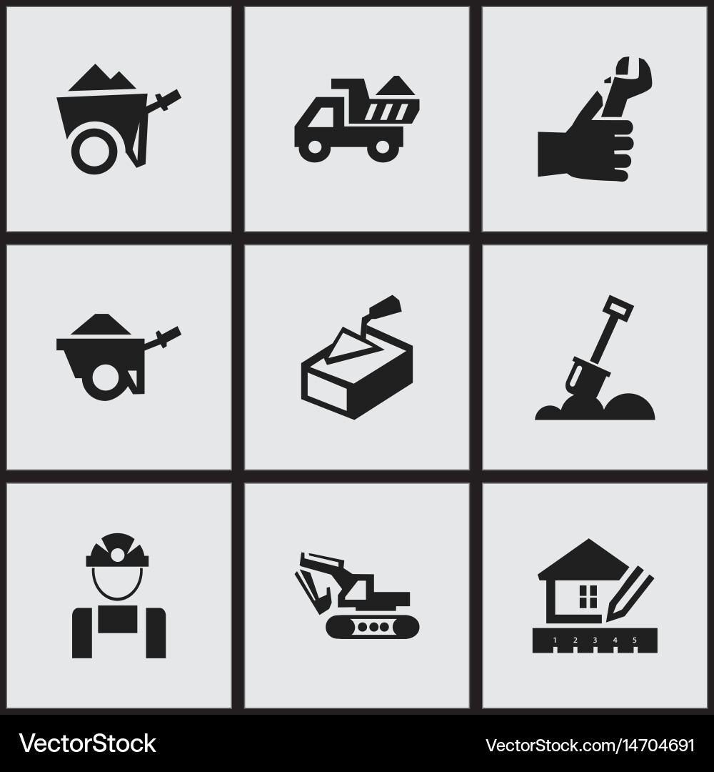 Set of 9 editable building icons includes symbols vector image