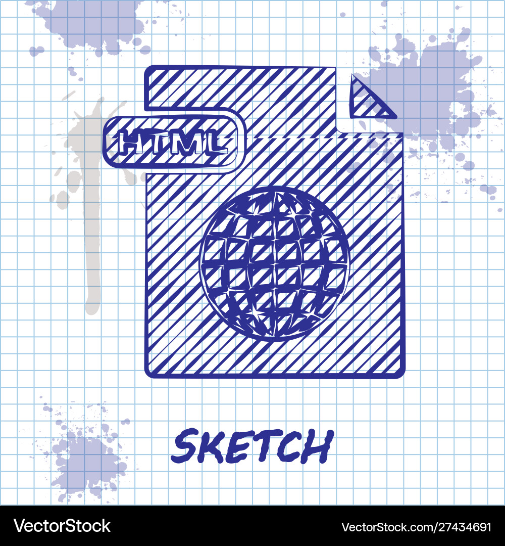 Sketch line html file document download Sketch line html file document download Vector Image