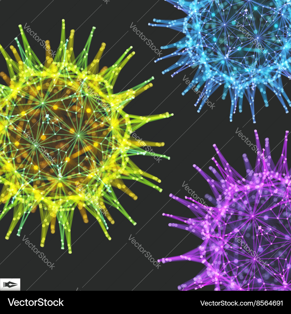 Sphere with connected lines and dots glowing grid Vector Image