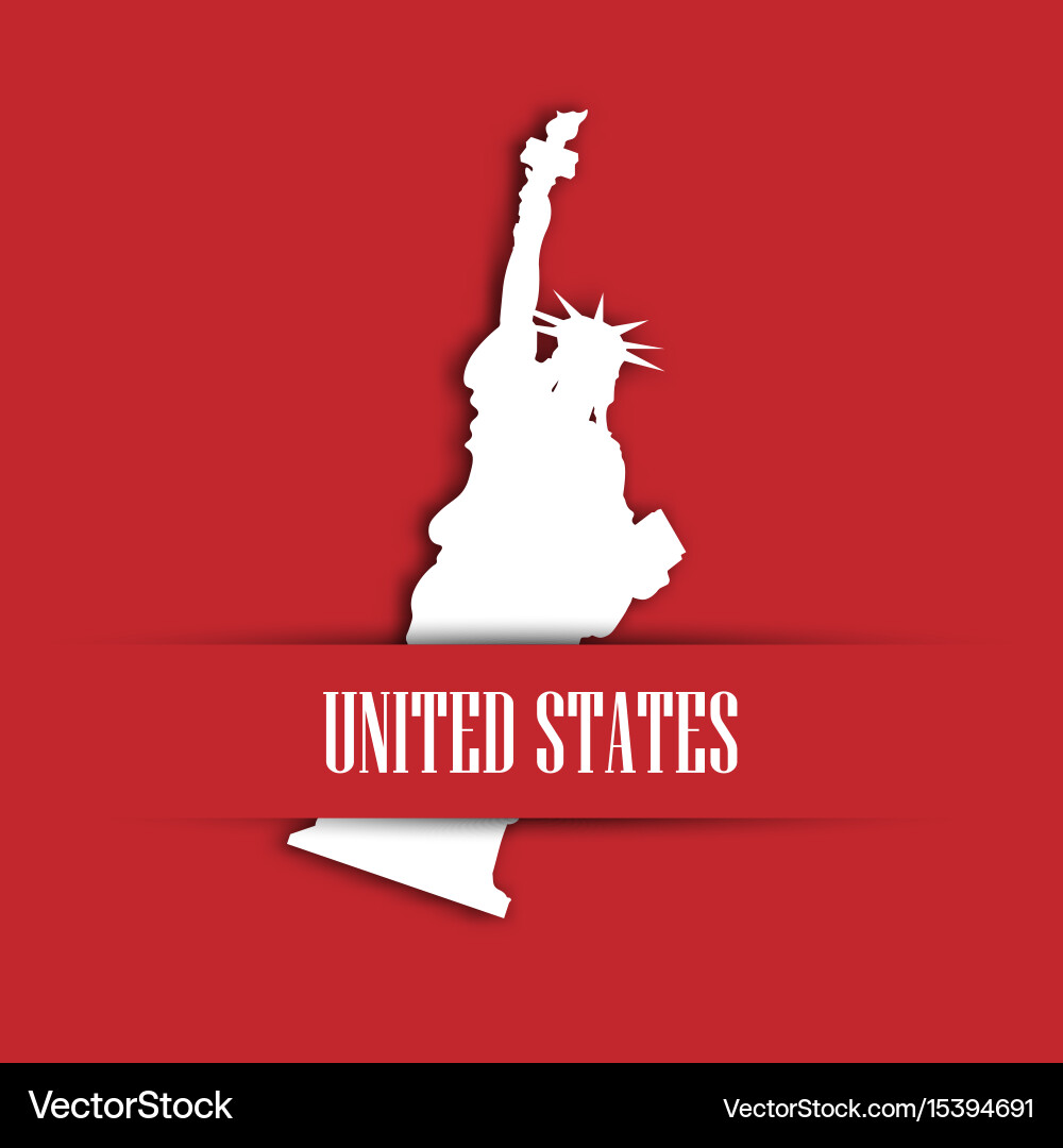 Statue of liberty white paper cutting in red Vector Image