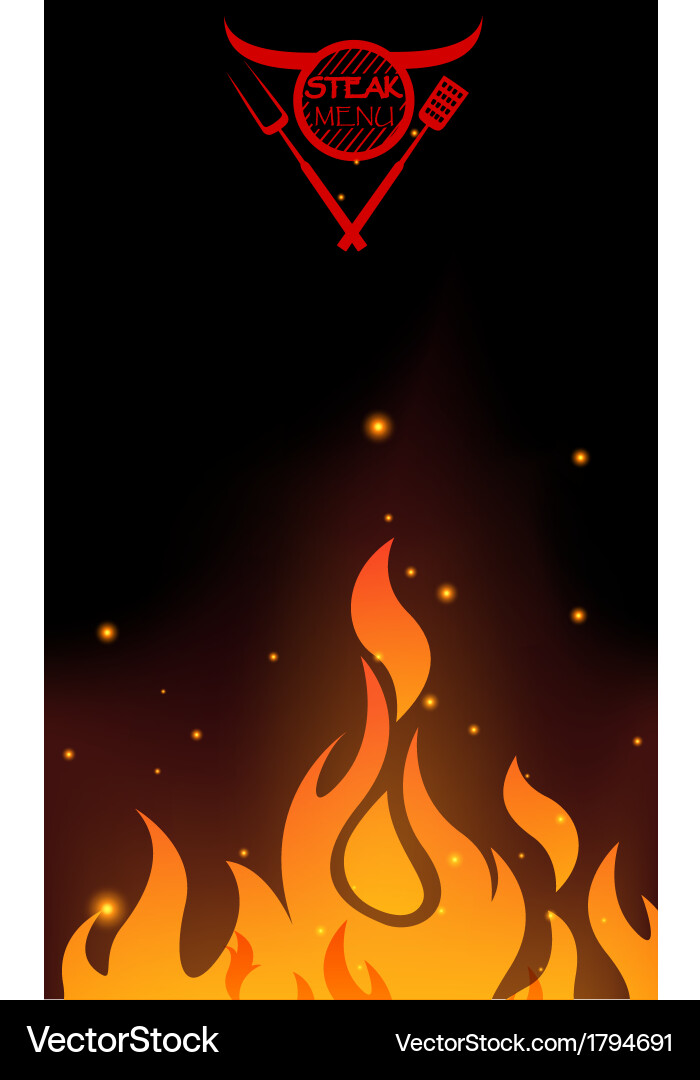 Steak Menu with Flame Vector Image