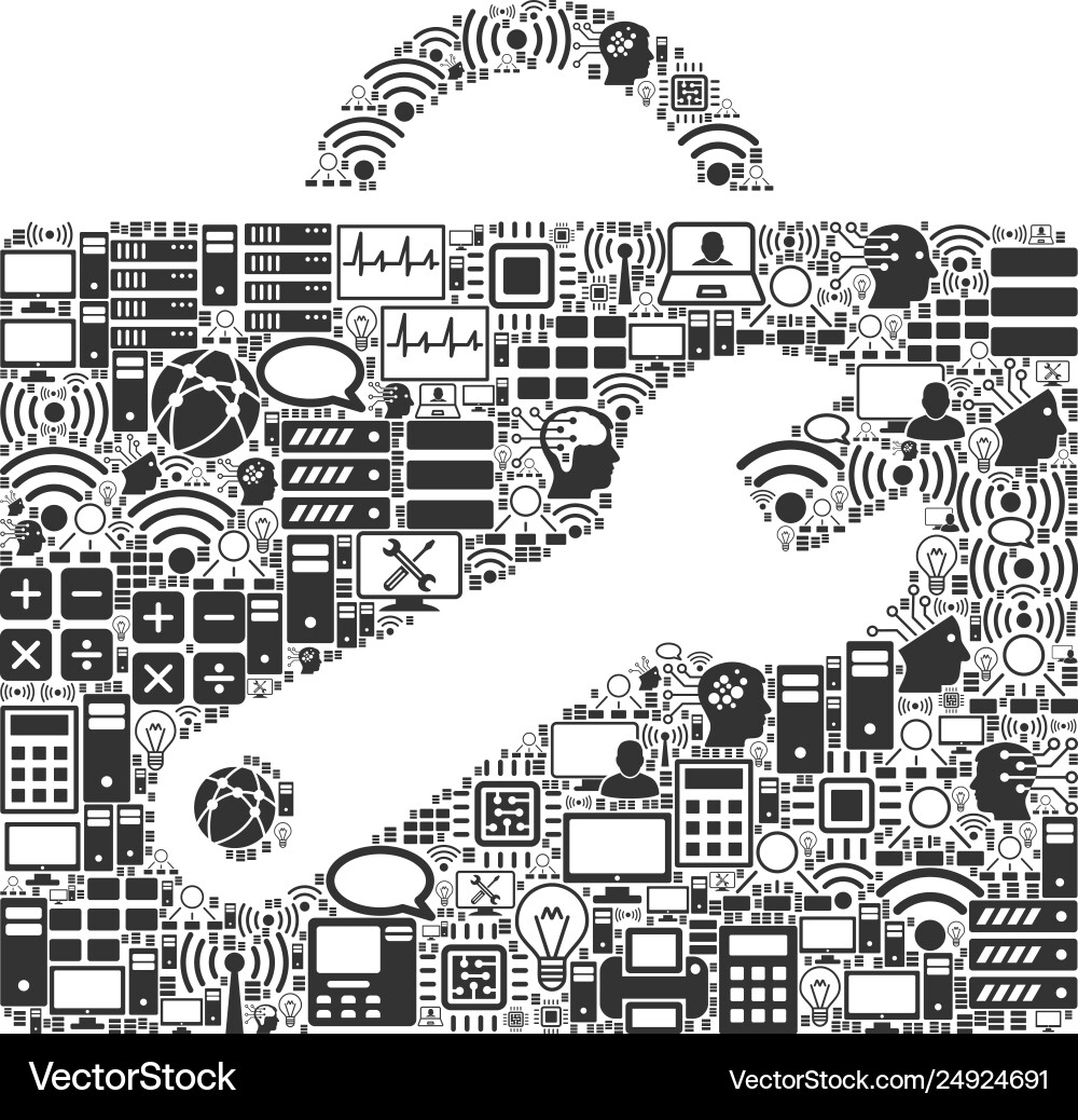 Tool case collage icon for bigdata and computing Tool case collage icon for bigdata and computing Vector Image