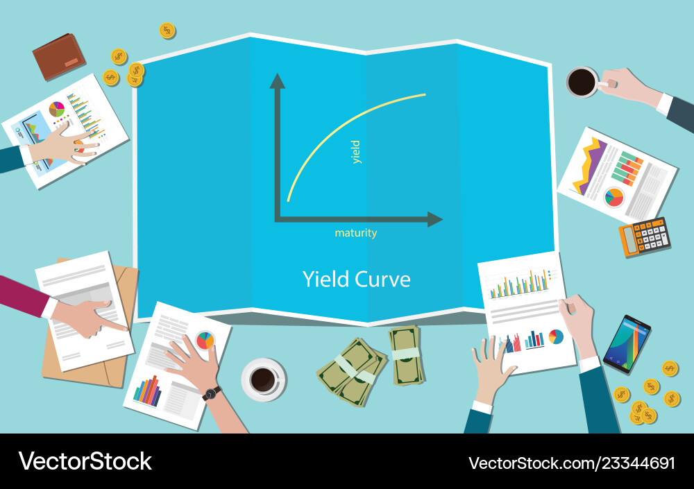 Yield curve with team working together Vector Image