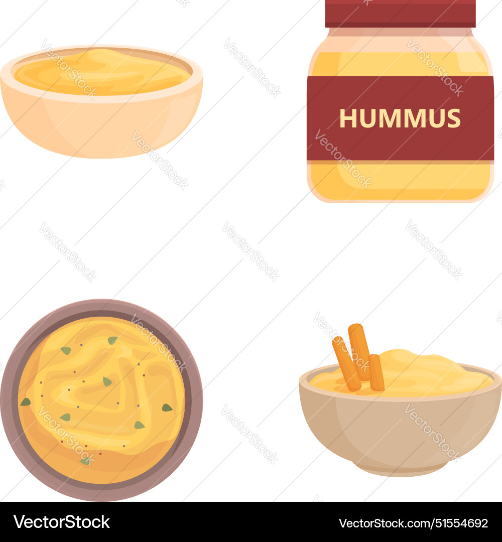 Assorted hummus set Royalty Free Vector Image - VectorStock