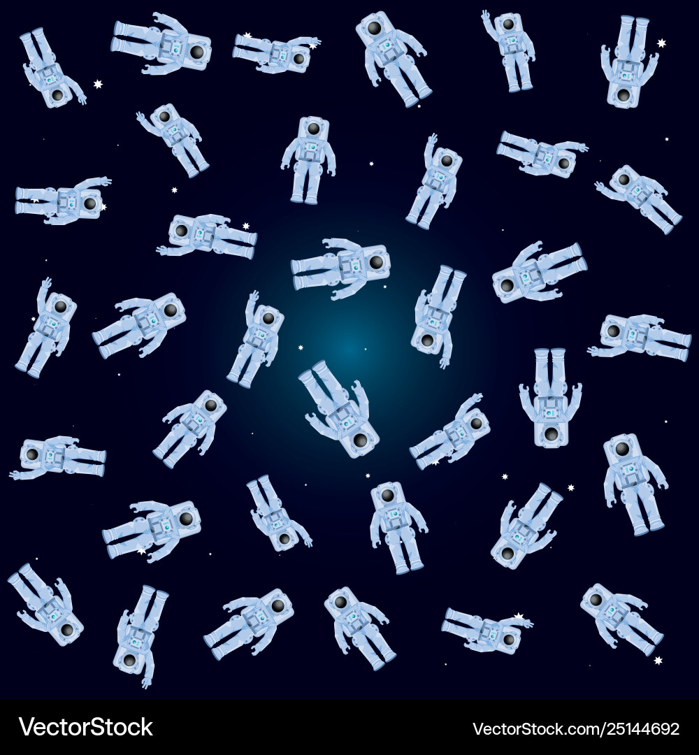 Astronauts characters in space scene pattern Astronauts characters in space scene pattern vector image