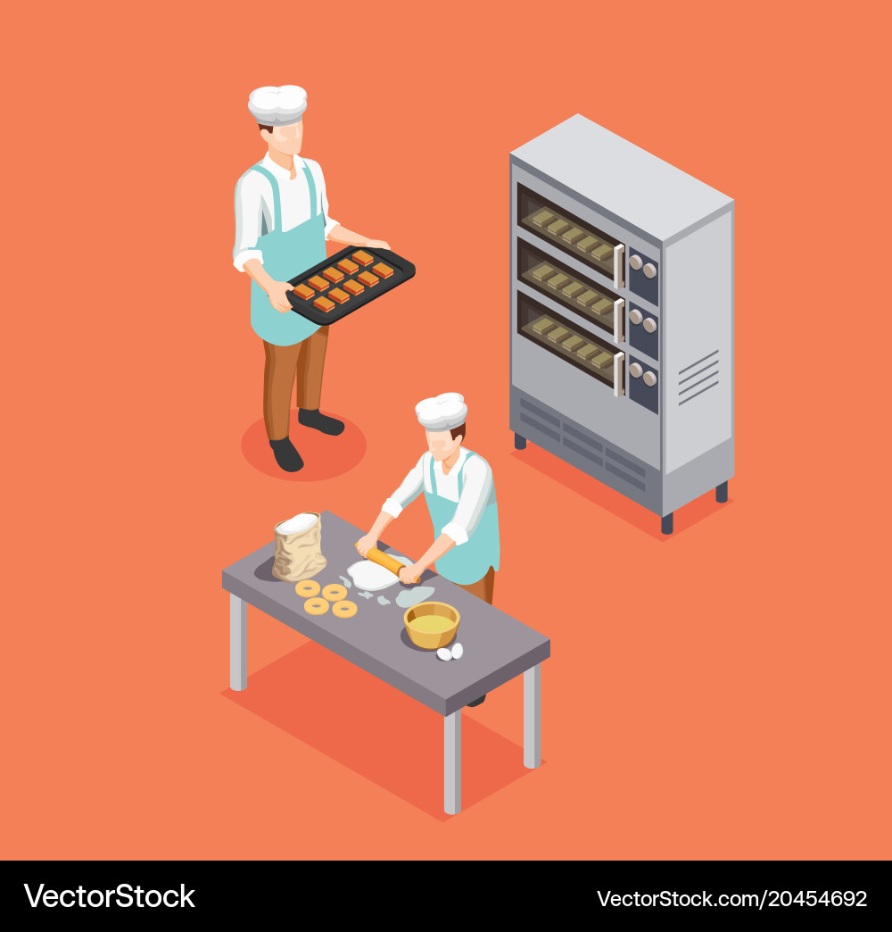 Confectionery chef isometric composition Vector Image