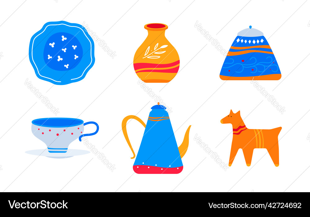 Crockery and kitchen utensils - flat design style Vector Image