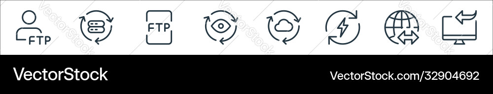 Data transfer line icons linear set quality Data transfer line icons linear set quality vector image
