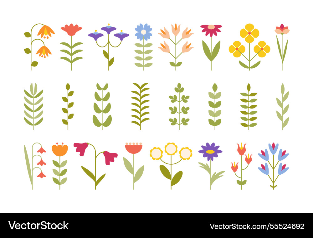 Frühling bunte Blumenelemente im flachen Stil Frühling bunte Blumenelemente im flachen Stil vektorbild