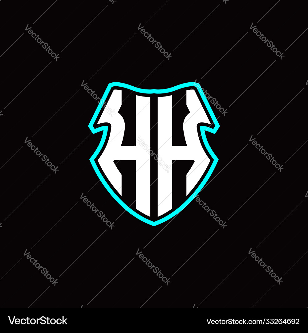 H initial logo design with a shield shape H initial logo design with a shield shape Vector Image