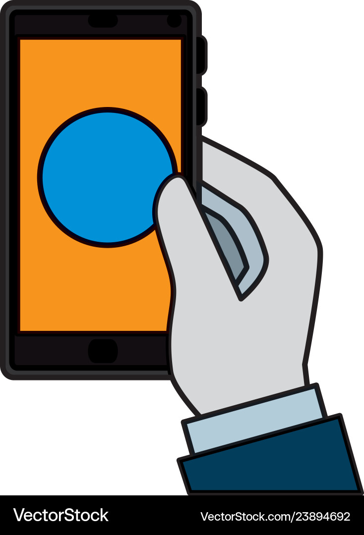 Hand using smartphone device Hand using smartphone device vector image