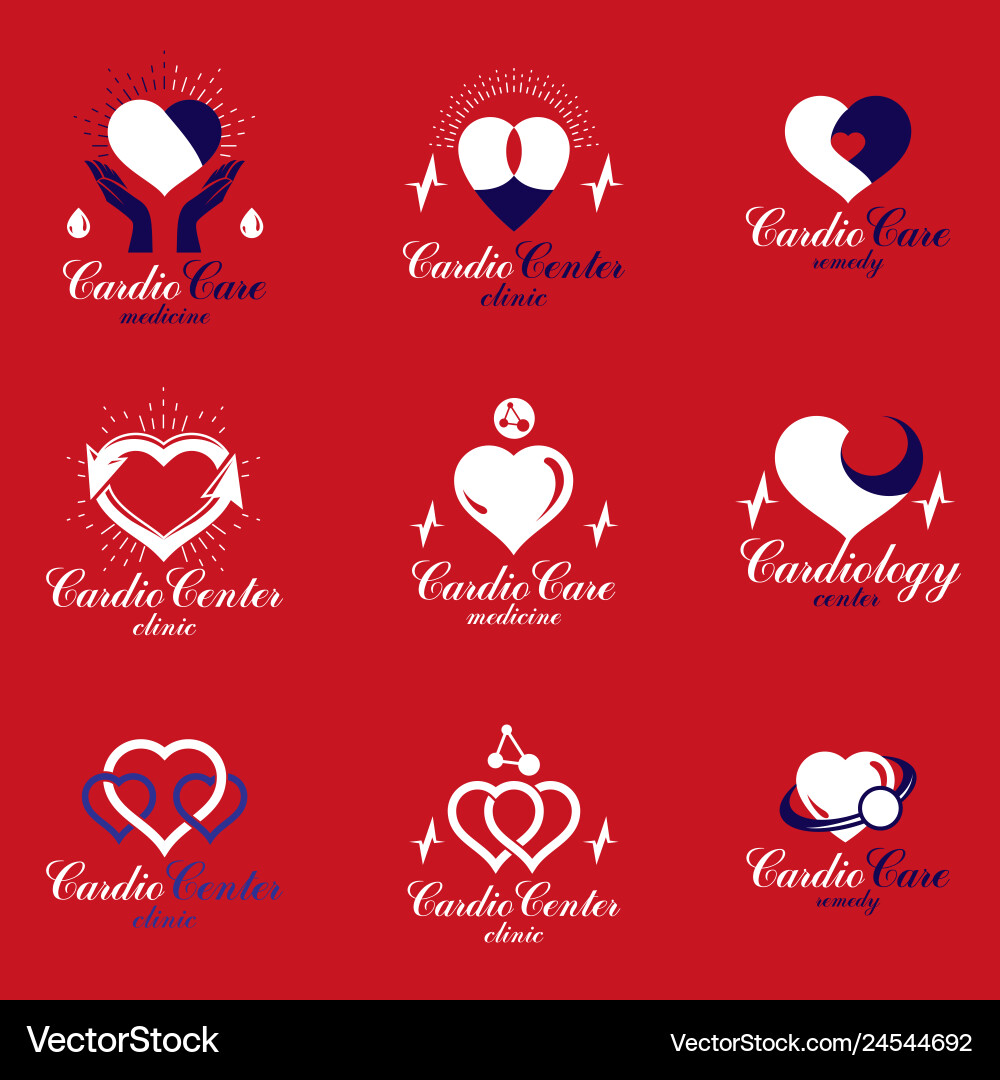 Heart shapes composed using pulsating ecg charts Heart shapes composed using pulsating ecg charts vector image