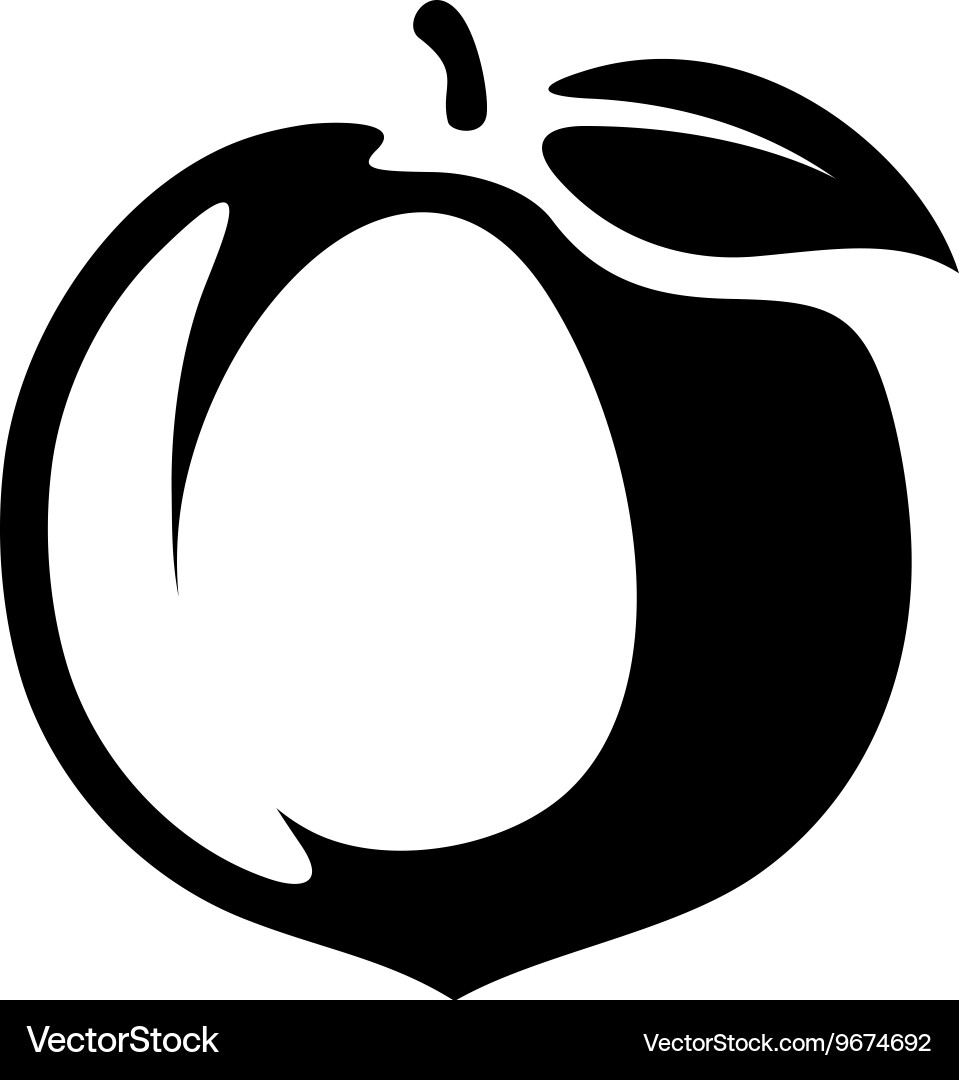 Peach Fruit Silhouette Vector Image