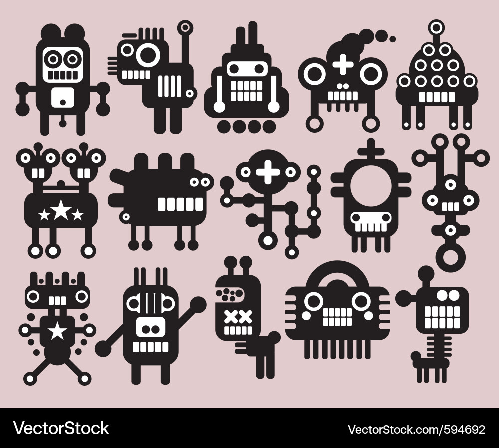 Robotic Icons Vector Image