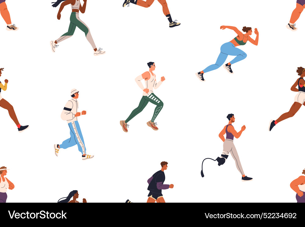 Seamless pattern jogging and running characters Seamless pattern jogging and running characters vector image