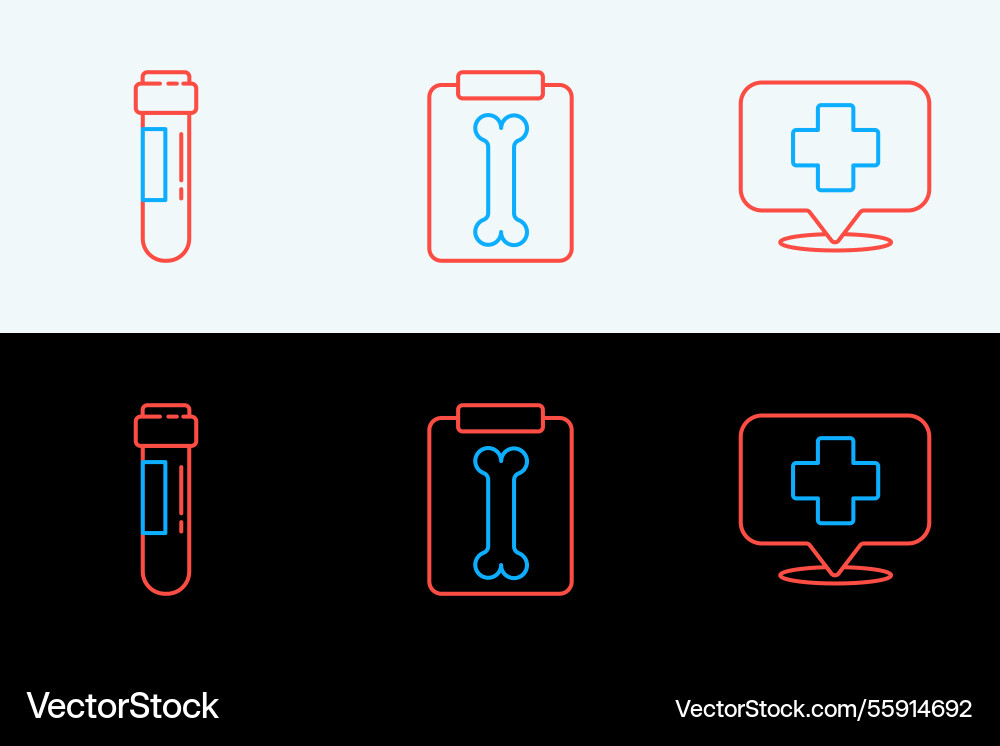 Set line map pointer with cross hospital test Set line map pointer with cross hospital test vector image