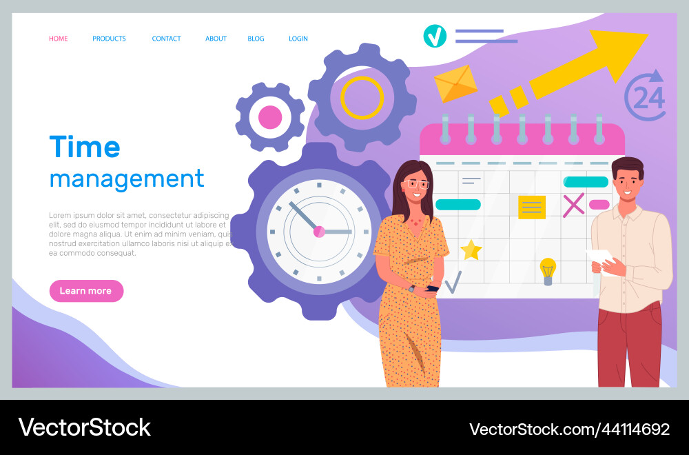 Time management workflow organization website Vector Image
