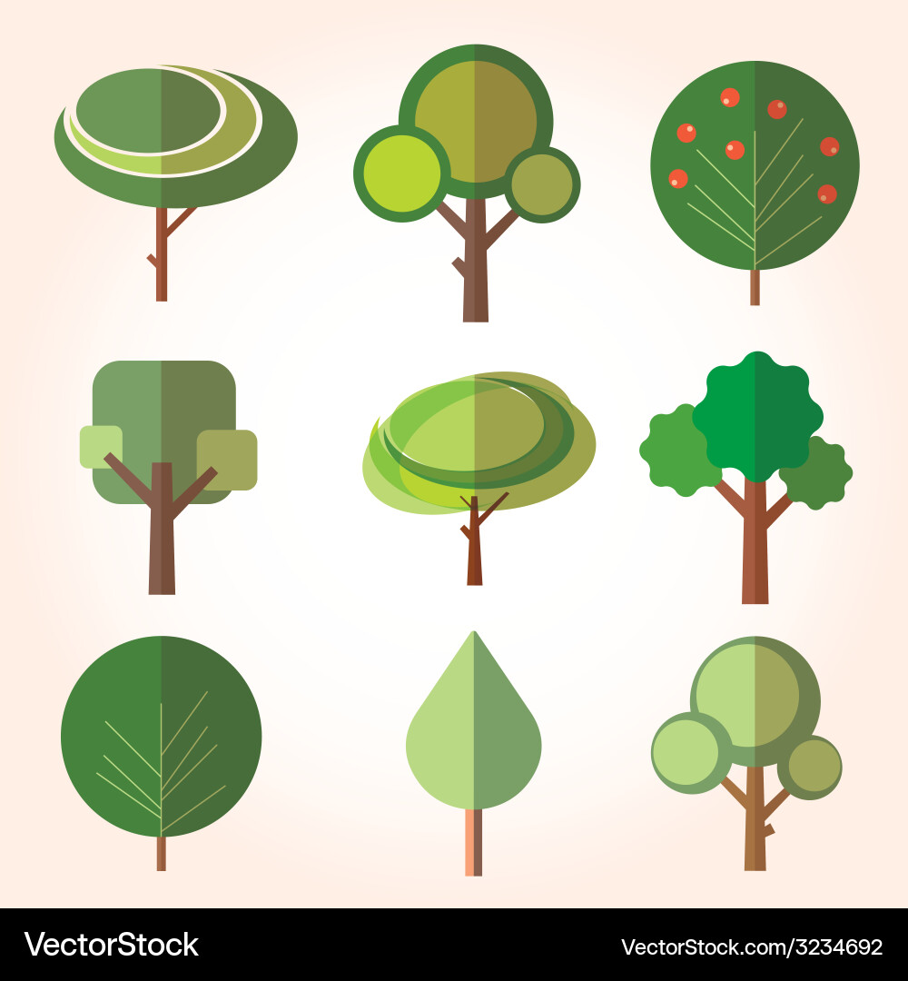 Tree collection of design elements vector image