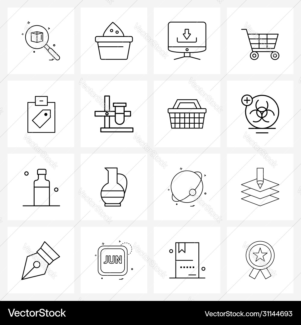 16 universal line icons for web and mobile vector image