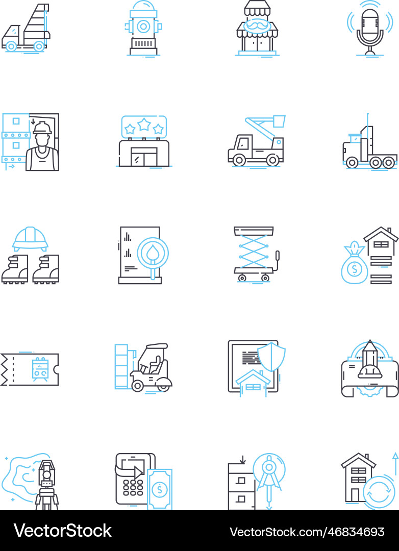 Building design linear icons set architecture Building design linear icons set architecture vector image