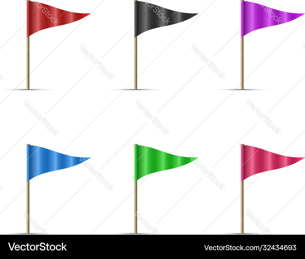 Colored map pin flag set markers in form Vector Image