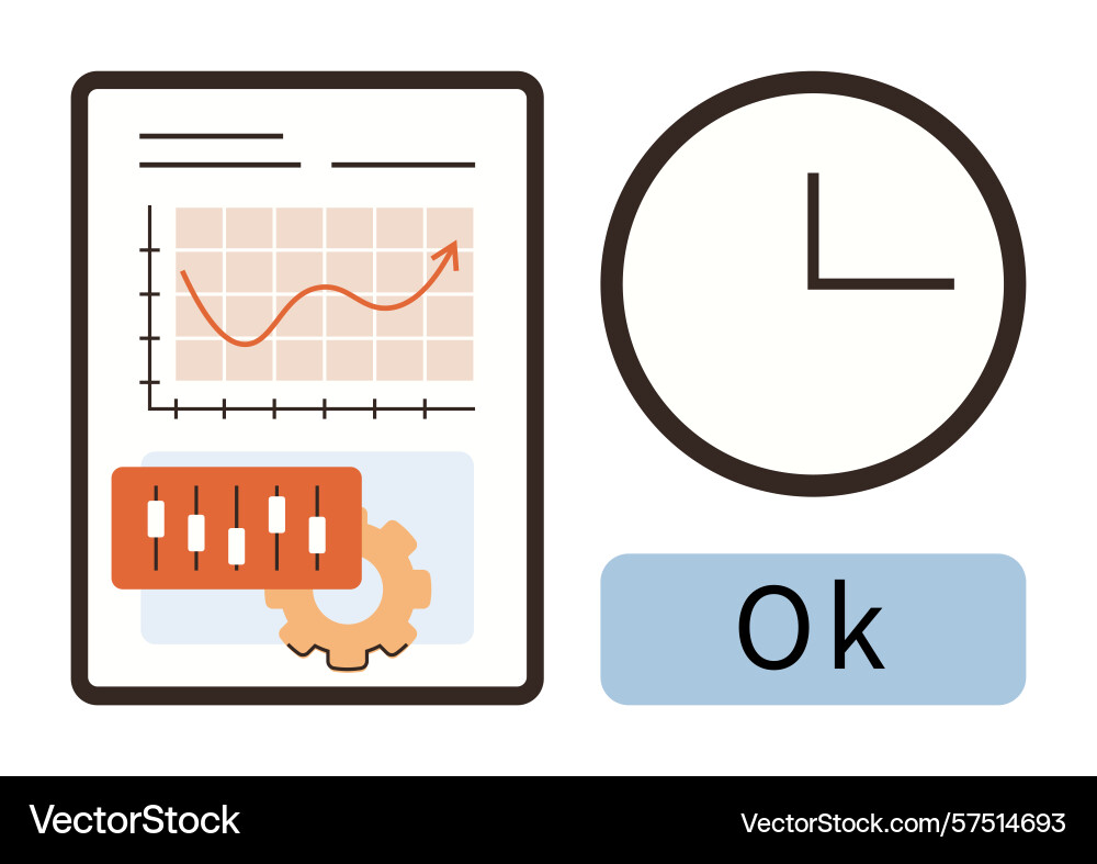 Data analysis with growth chart clock Data analysis with growth chart clock vector image