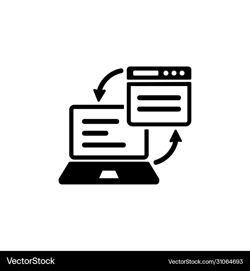 Data interchange icon or laptop desktop with web Data interchange icon or laptop desktop with web vector image