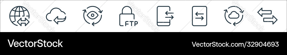 Data transfer line icons linear set quality Data transfer line icons linear set quality vector image
