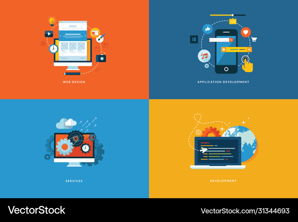 Flat design concept icons for web development Vector Image