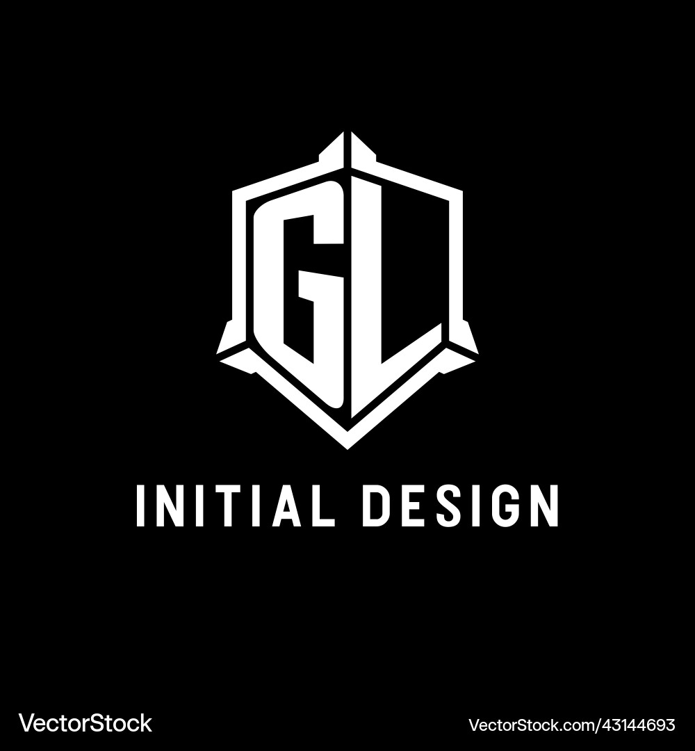 Gl logo initial with shield shape design style Gl logo initial with shield shape design style Vector Image