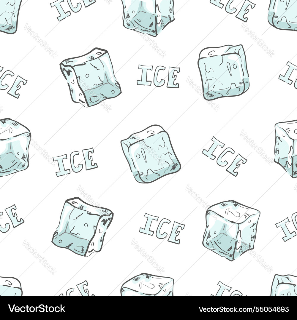 Ice cubes seamless pattern background Vector Image