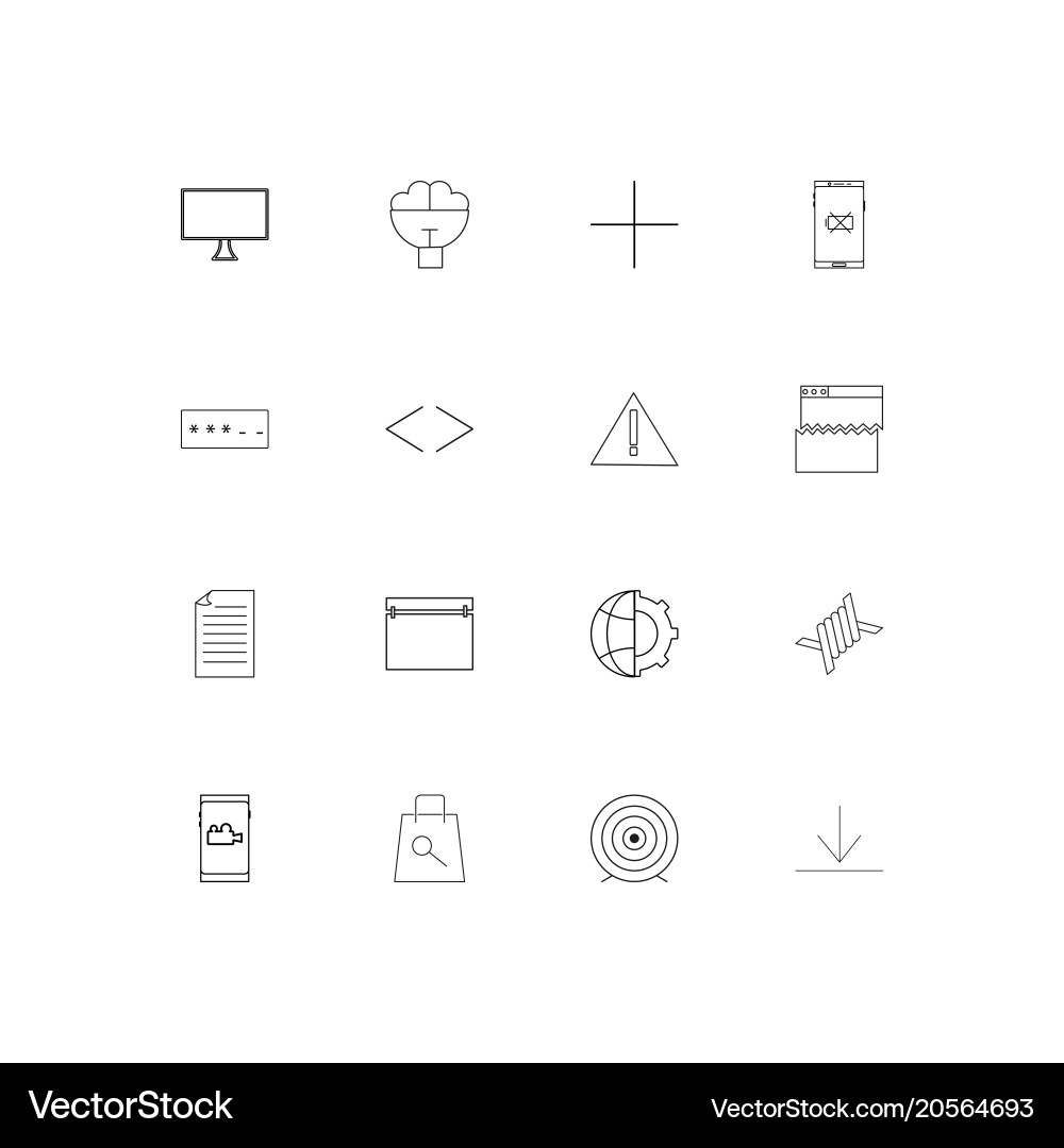 Internet technologies simple linear icons set Vector Image