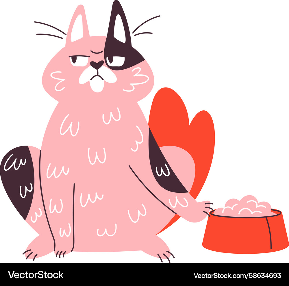 Lazy cat refuses to eat Vector Image